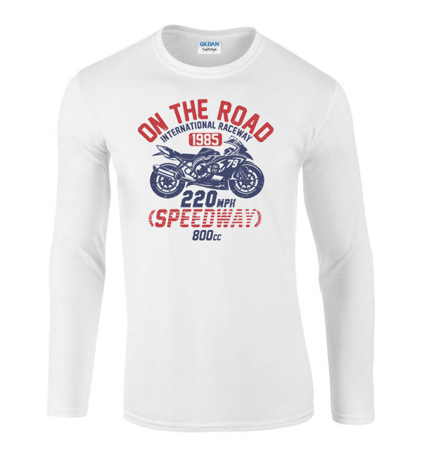 motor motoros speed motor Fehér Férfi Hosszú Ujjú Póló