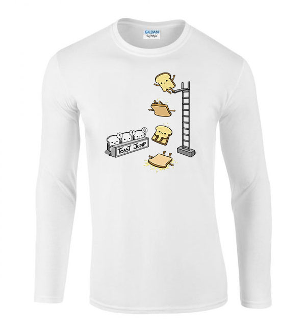 toast jump kenyér humor Fehér Férfi Hosszú Ujjú Póló