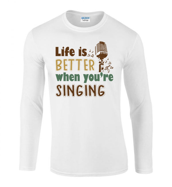 éneklés ének singing Fehér Férfi Hosszú Ujjú Póló