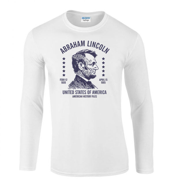 Abraham Lincoln Fehér Férfi Hosszú Ujjú Póló
