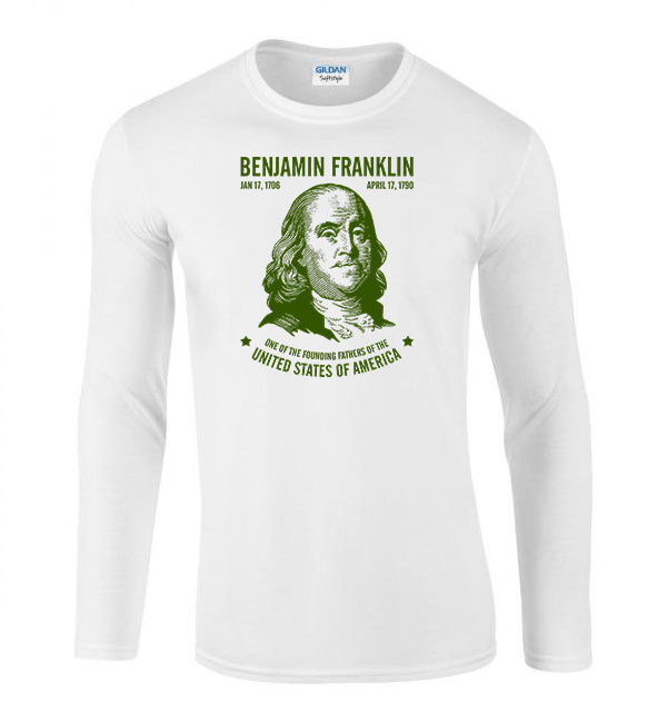 benjamin franklin Fehér Férfi Hosszú Ujjú Póló