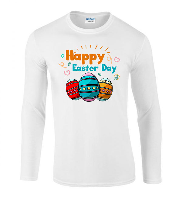 happy easter húsvét Fehér Férfi Hosszú Ujjú Póló
