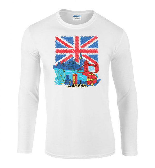 london anglia Fehér Férfi Hosszú Ujjú Póló