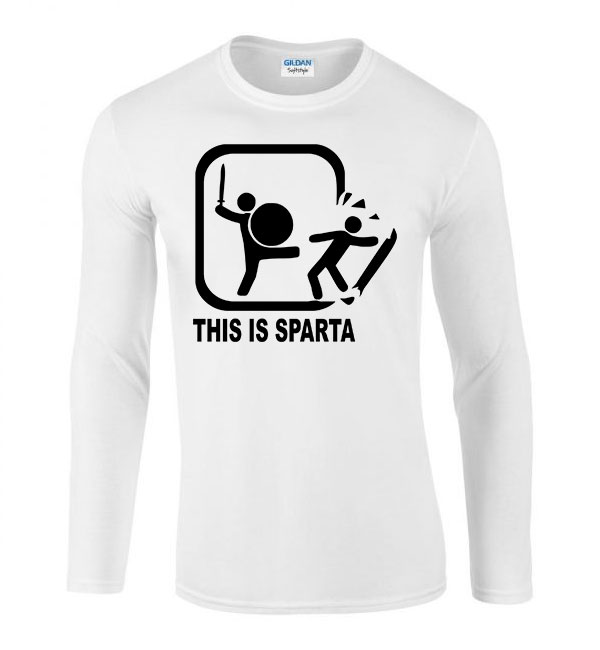 this is sparta ez itt sparta Fehér Férfi Hosszú Ujjú Póló