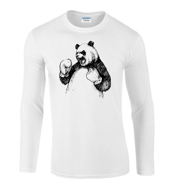 boxoló panda Fehér Férfi Hosszú Ujjú Póló