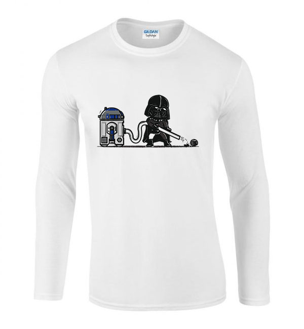 r2d2 darth vader porszívó Fehér Férfi Hosszú Ujjú Póló