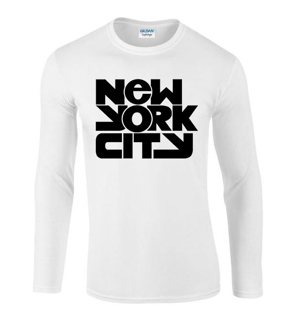 new york city Fehér Férfi Hosszú Ujjú Póló