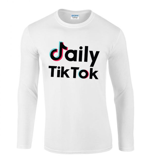 tik tok Fehér Férfi Hosszú Ujjú Póló