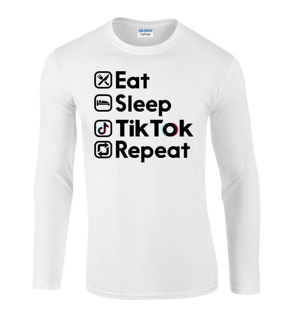 tik tok Fehér Férfi Hosszú Ujjú Póló