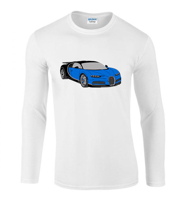 Bugatti Veyron Fehér Férfi Hosszú Ujjú Póló