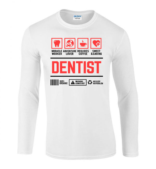 fogorvos fogászat dentist Fehér Férfi Hosszú Ujjú Póló
