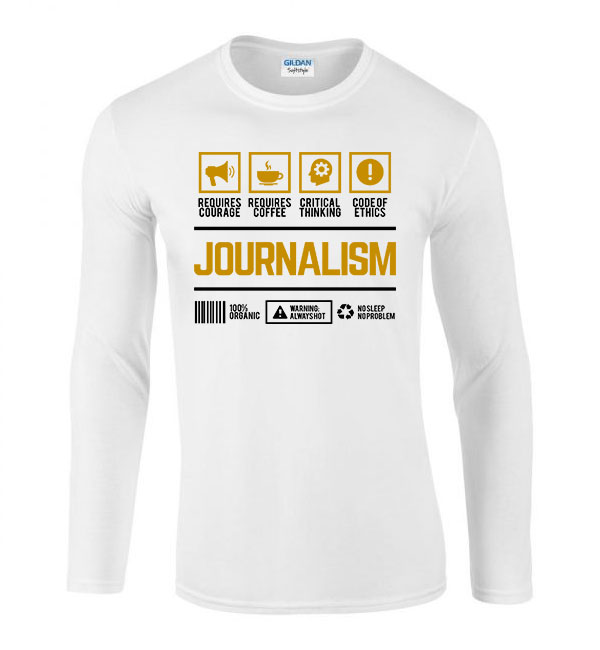 újságíró journalist Fehér Férfi Hosszú Ujjú Póló