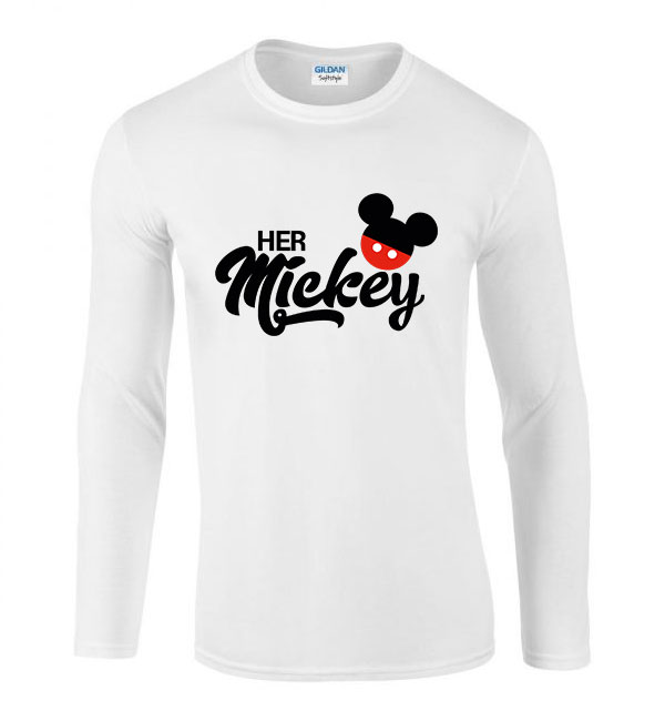 her mickey páros pároknak Fehér Férfi Hosszú Ujjú Póló