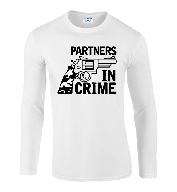 Partners In Crime páros pároknak Fehér Férfi Hosszú Ujjú Póló