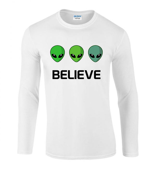 believe ufo Fehér Férfi Hosszú Ujjú Póló