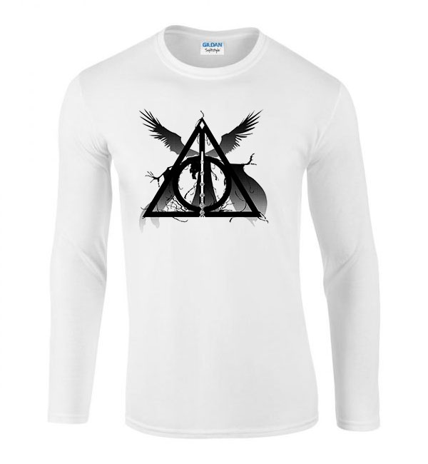 harry potter halál ereklyéi Fehér Férfi Hosszú Ujjú Póló