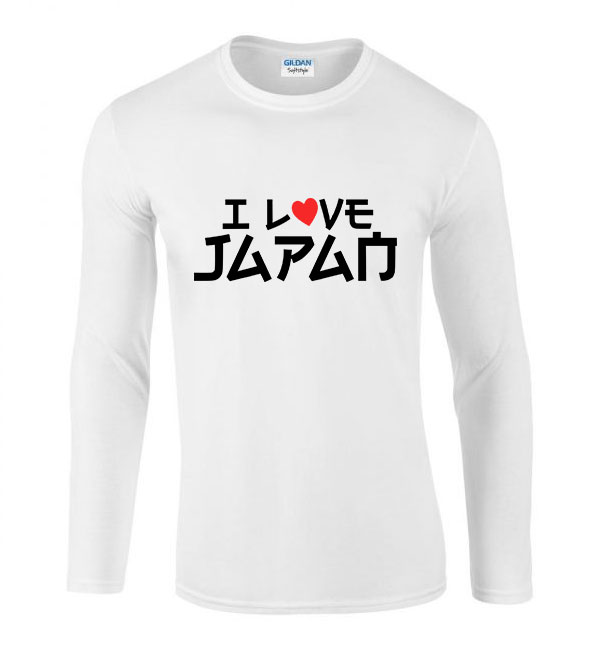 i love japán japan Fehér Férfi Hosszú Ujjú Póló