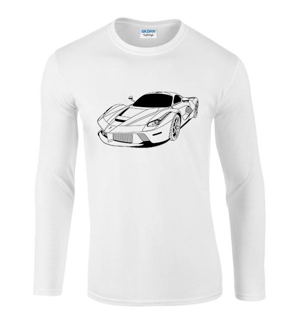 ferrari outline Fehér Férfi Hosszú Ujjú Póló