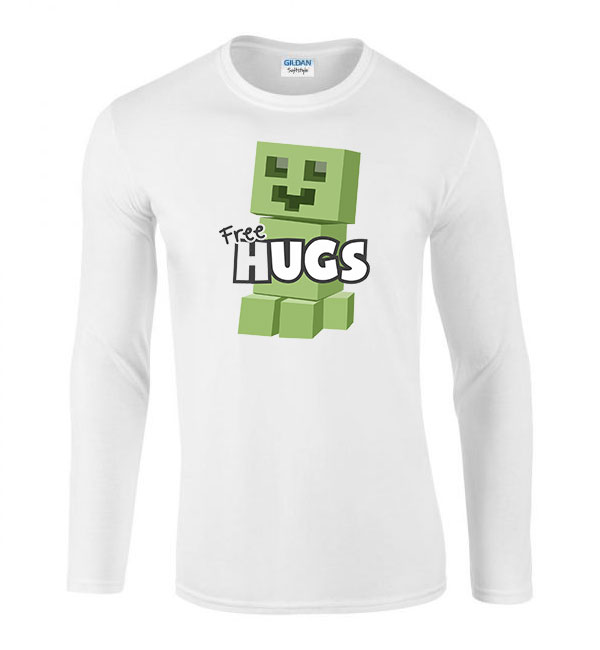 minecraft creeper Fehér Férfi Hosszú Ujjú Póló