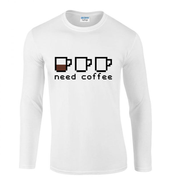 kávé coffee Fehér Férfi Hosszú Ujjú Póló
