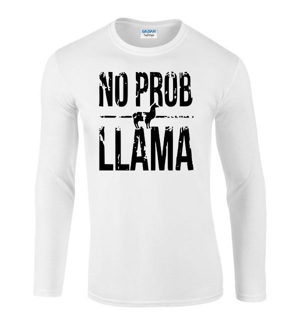 no probllama láma Fehér Férfi Hosszú Ujjú Póló