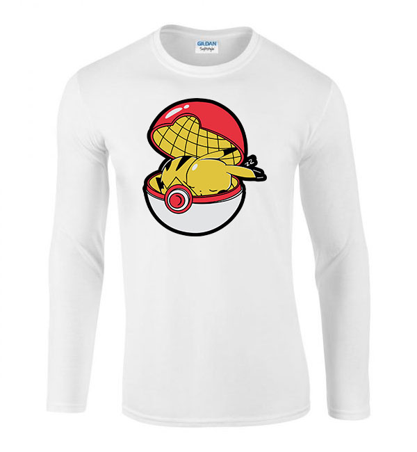 pokemon pikachu Fehér Férfi Hosszú Ujjú Póló