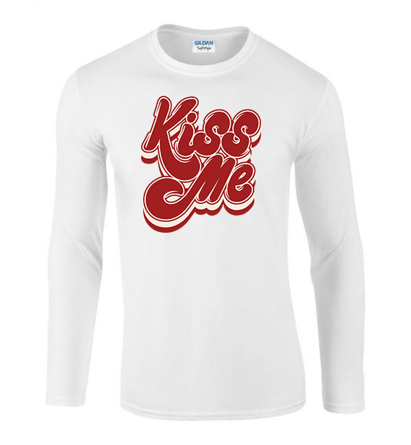 kiss me Fehér Férfi Hosszú Ujjú Póló