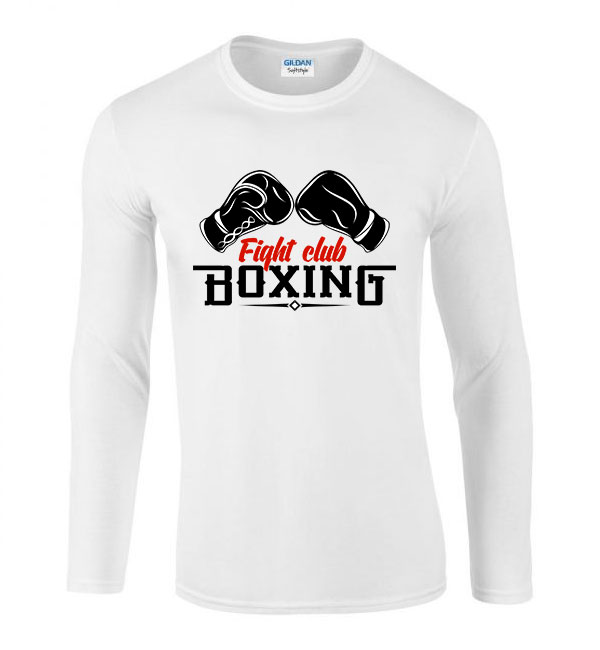 box boxing Fehér Férfi Hosszú Ujjú Póló