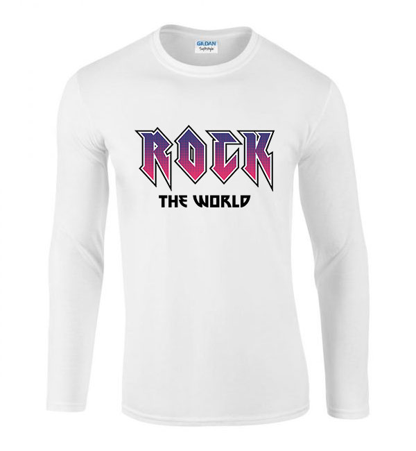 rock the world Fehér Férfi Hosszú Ujjú Póló