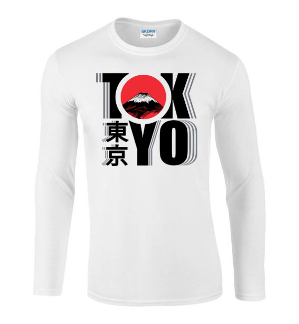 tokyo japán japan Fehér Férfi Hosszú Ujjú Póló