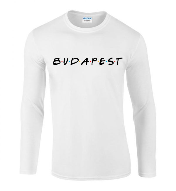 Budapest Fehér Férfi Hosszú Ujjú Póló