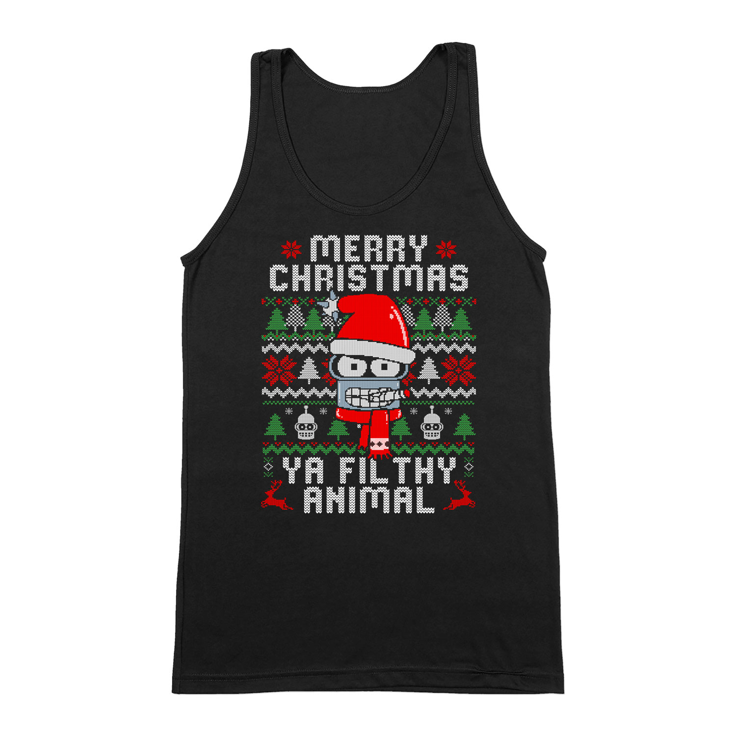 futurama christmas karácsony Fekete Férfi Trikó