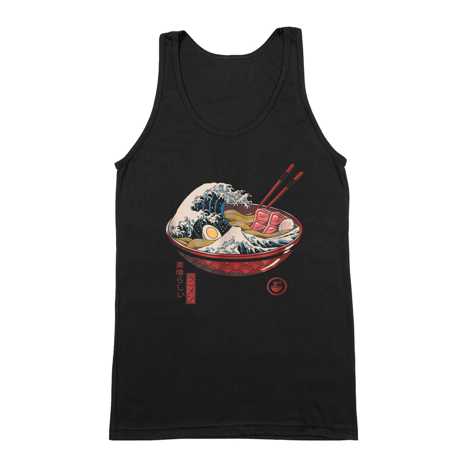 kanagava hullám ramen japán Fekete Férfi Trikó