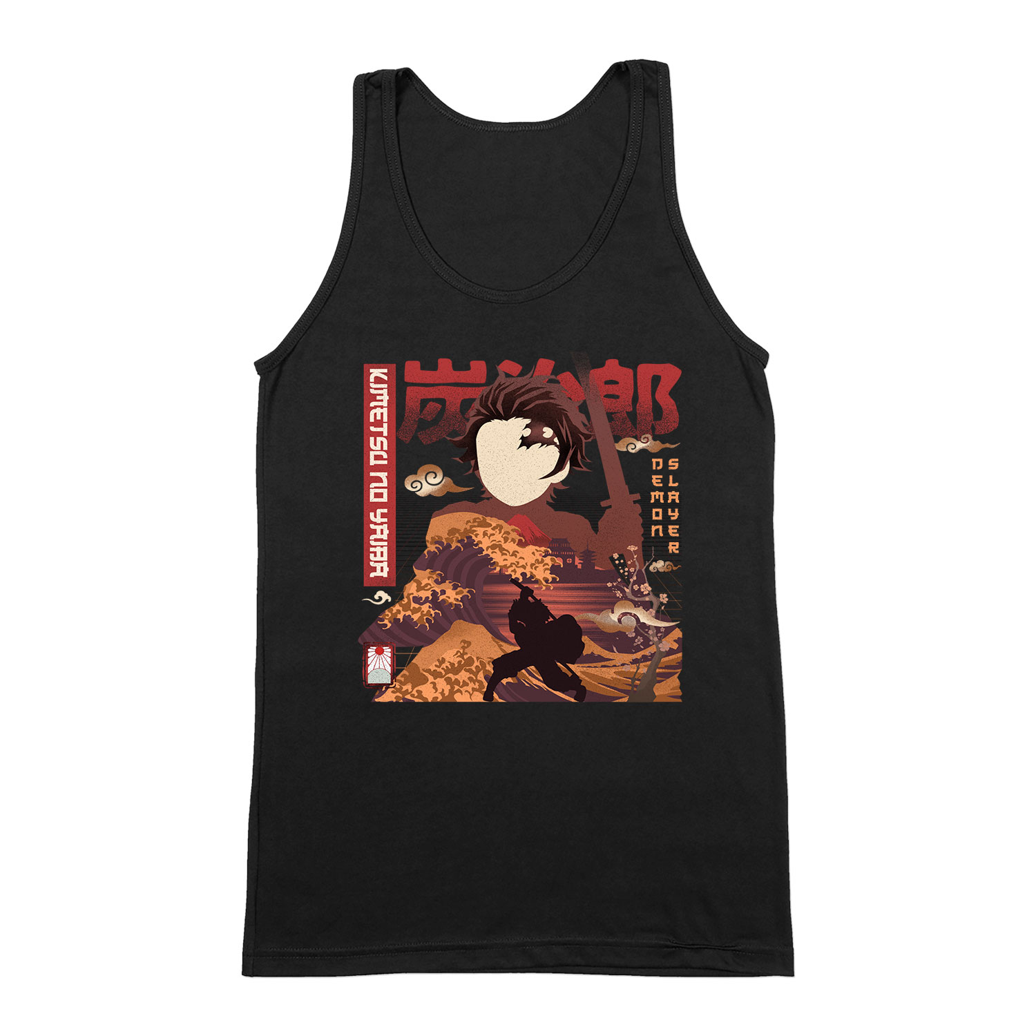 tanjiro demon slayer Fekete Férfi Trikó