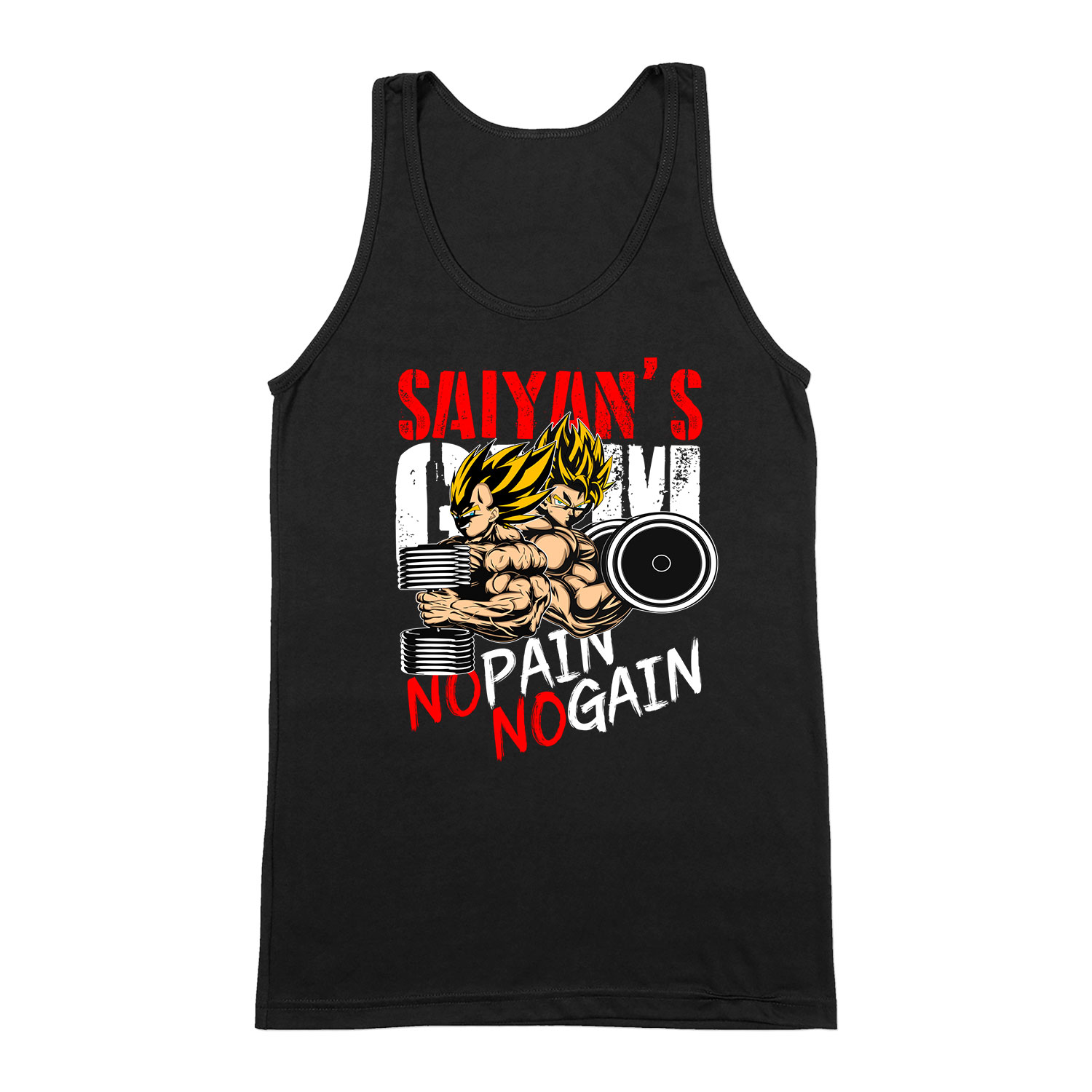 kondi edzés gym no pain no gain son goku vegeta Fekete Férfi Trikó