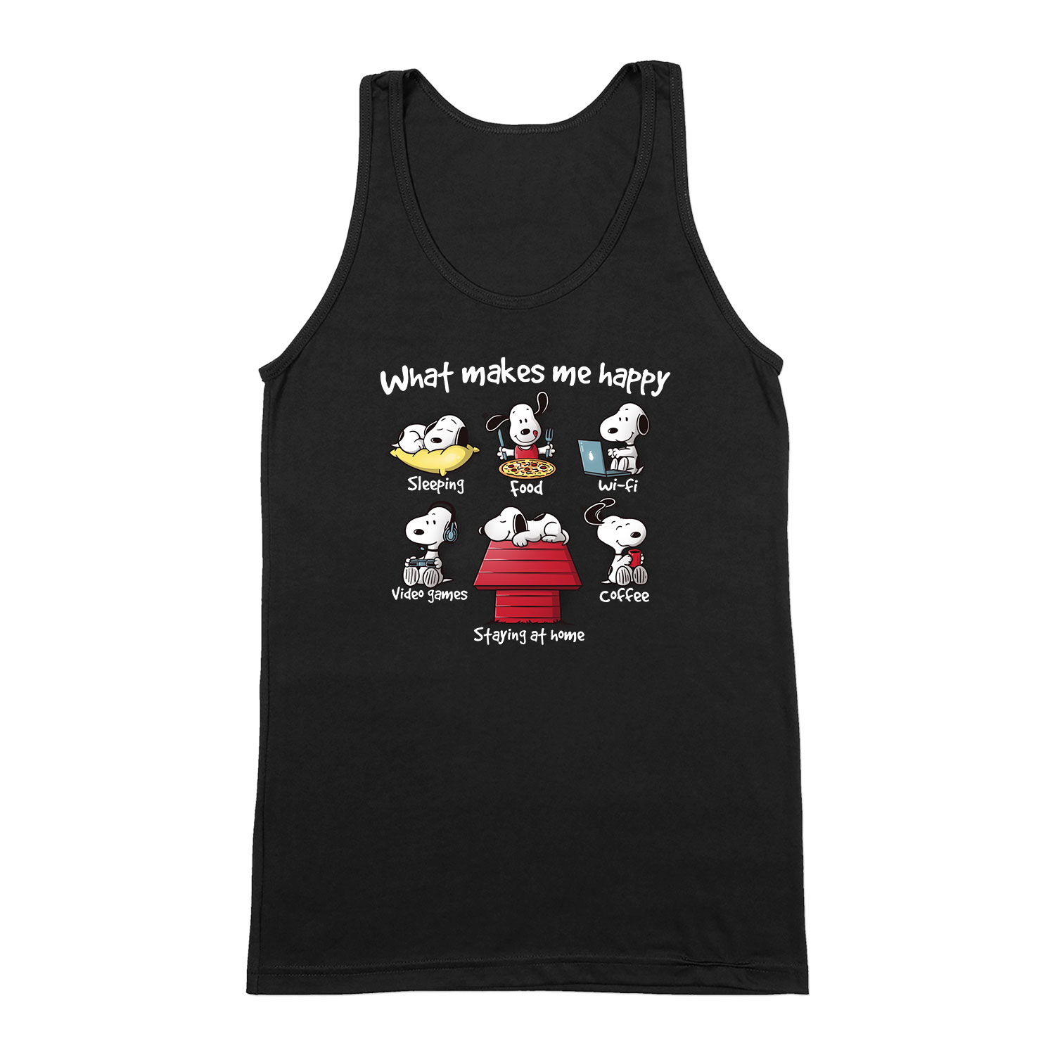 snoopy kutya boldogság Fekete Férfi Trikó