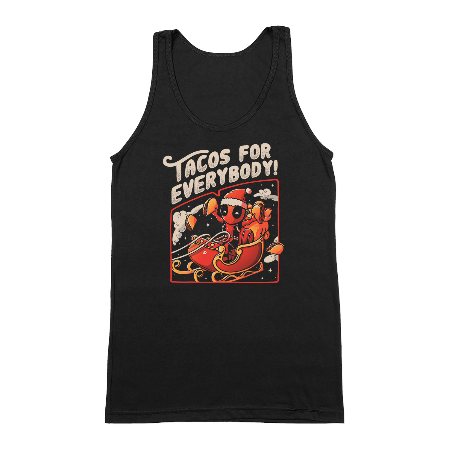 taco karácsony deadpool ronda pulcsi Fekete Férfi Trikó