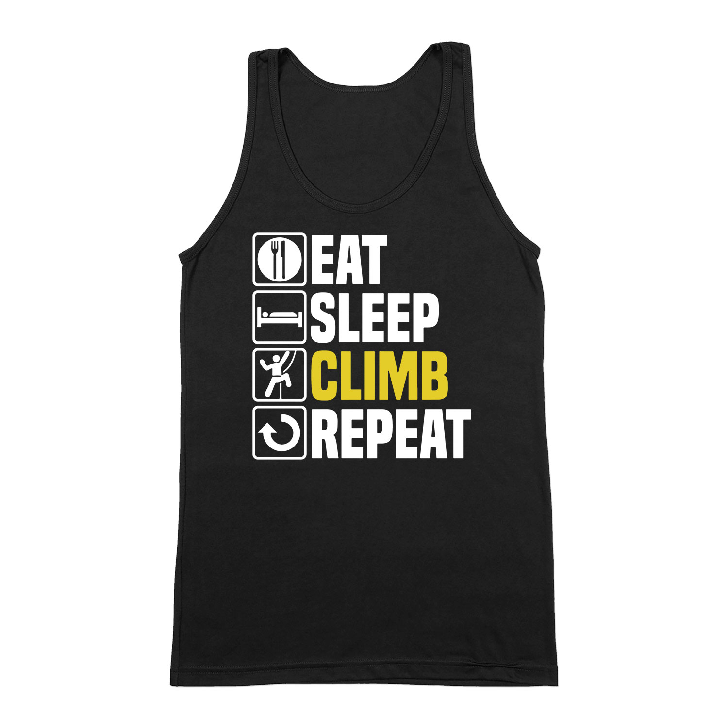 eat sleep climb hegymászás hegymászó Fekete Férfi Trikó