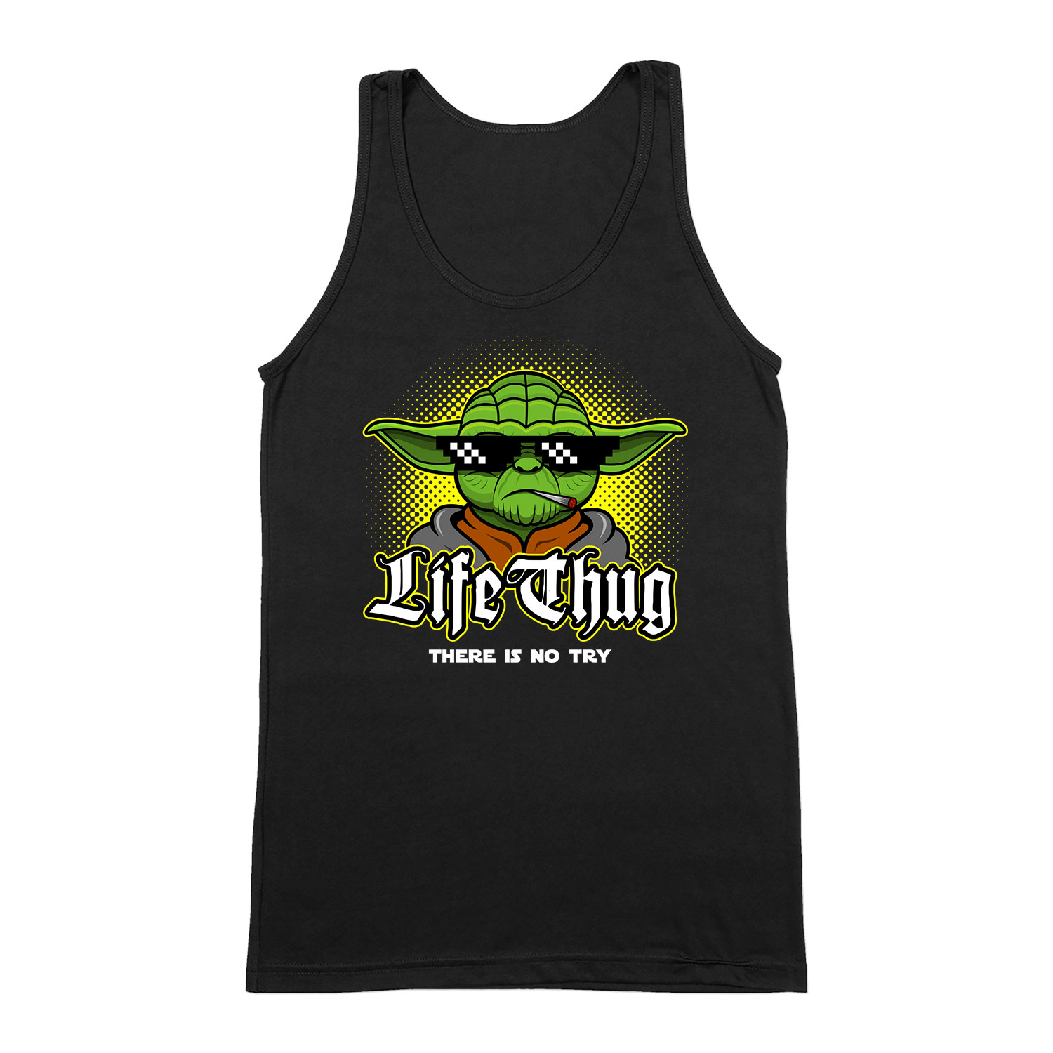 yoda humor thug life try Fekete Férfi Trikó