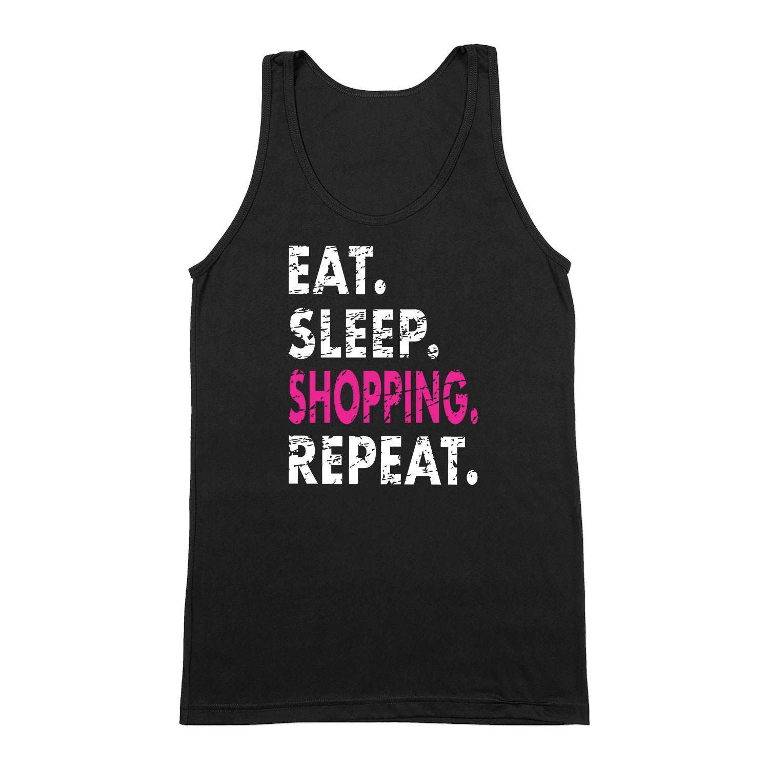 eat sleep shopping shoppingolás Fekete Férfi Trikó