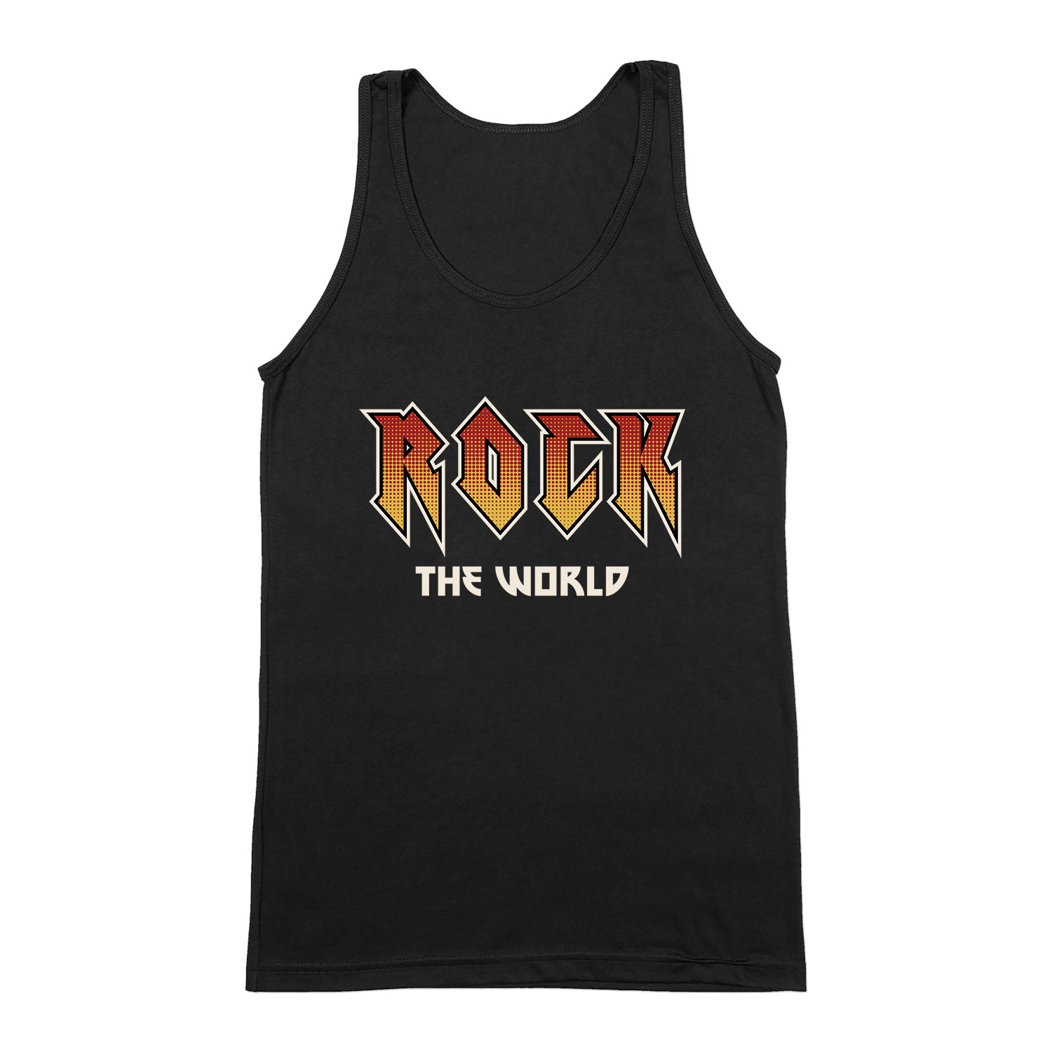 rock the world Fekete Férfi Trikó