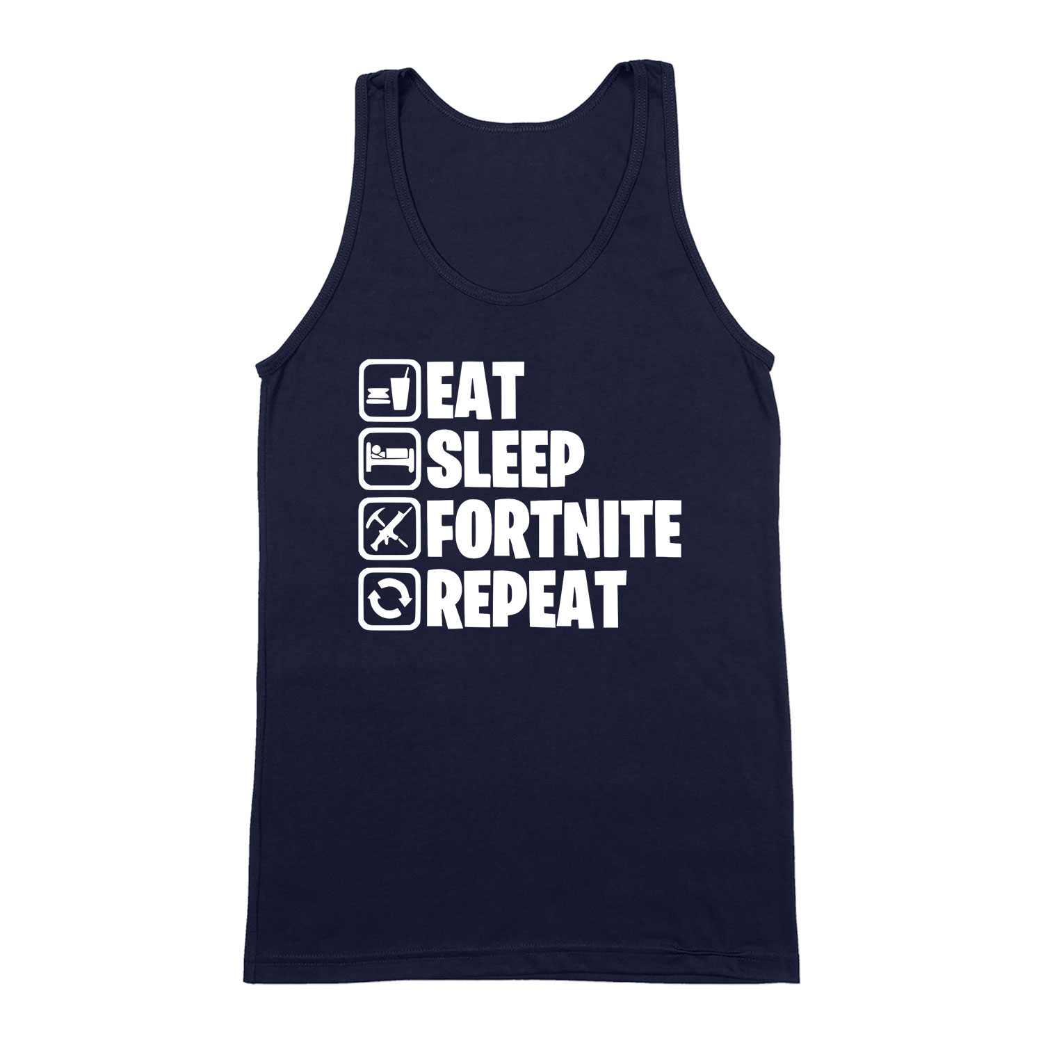 eat sleep fortnite repeat Sötétkék Férfi Trikó
