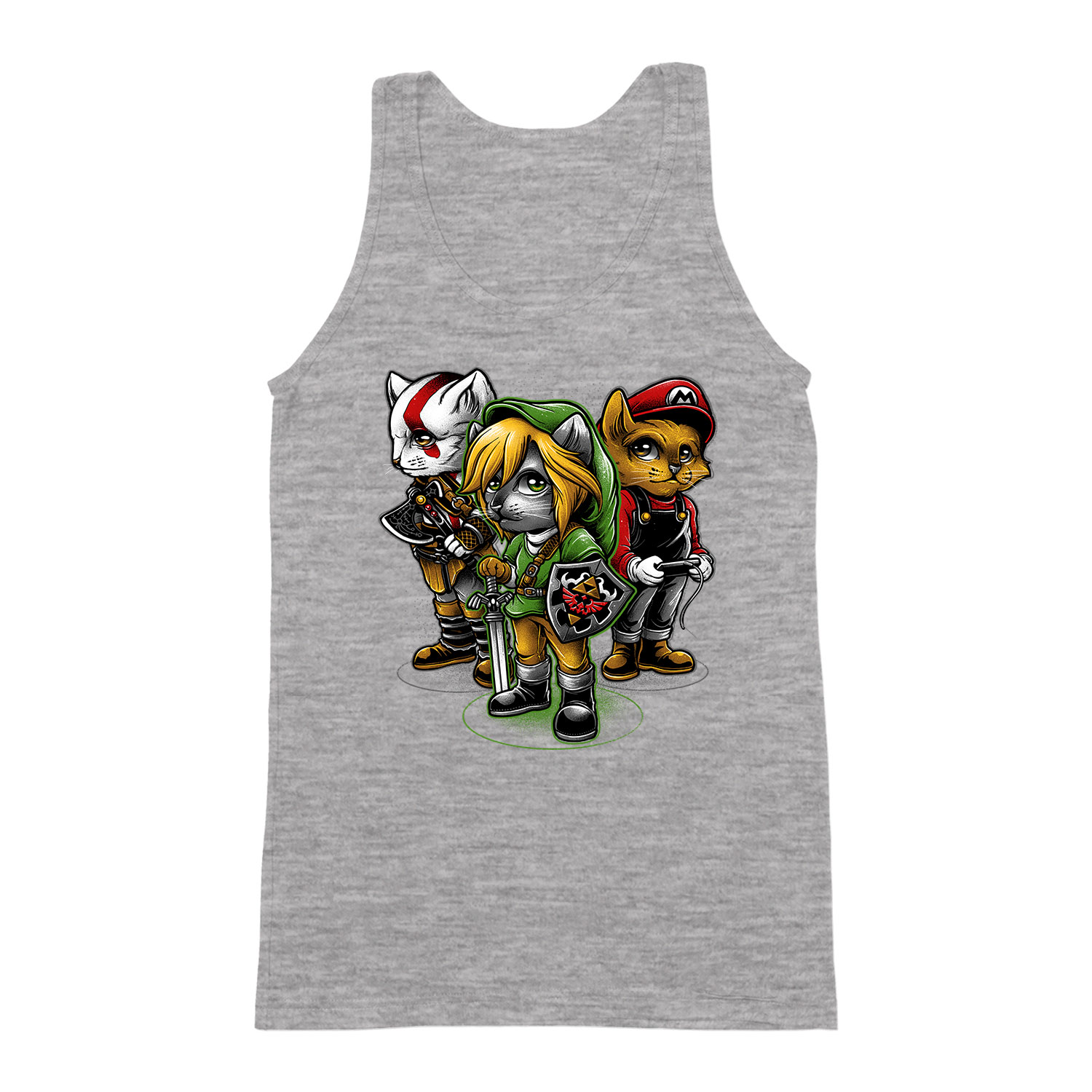 zelda link mario macska macskás cica cicás Sportszürke Férfi Trikó