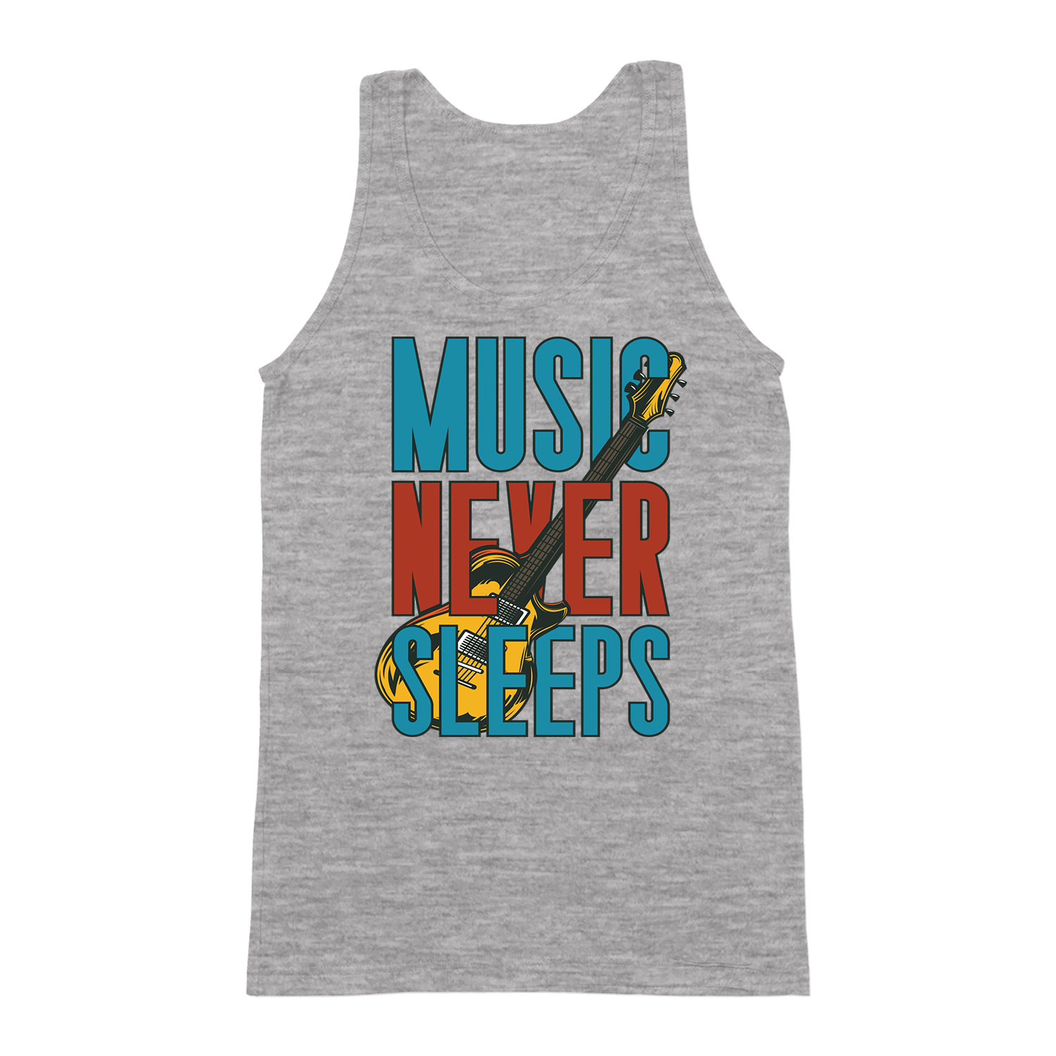 Music Never Sleeps gitár gitáros Sportszürke Férfi Trikó