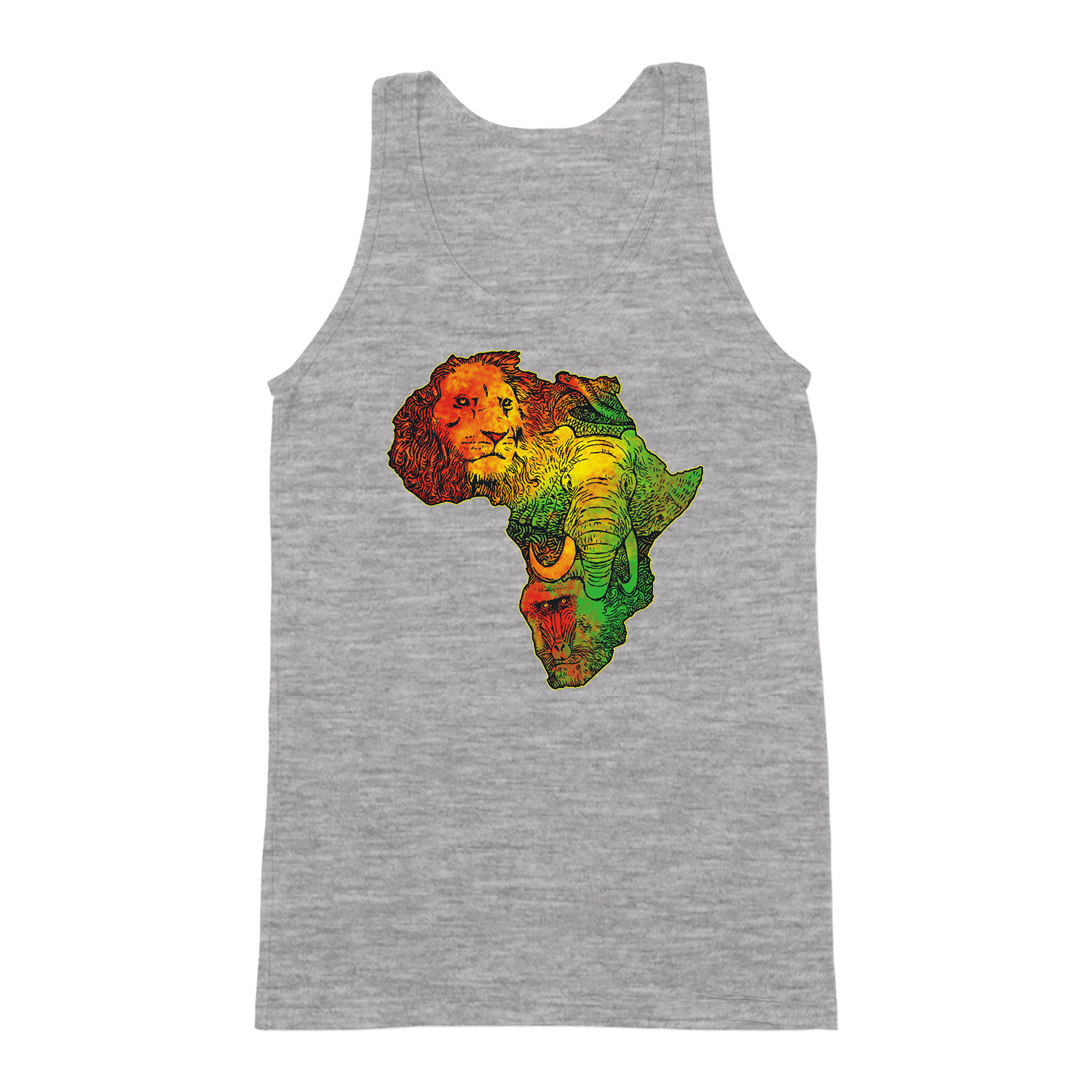 Afrika állatai elefánt oroszlán Sportszürke Férfi Trikó