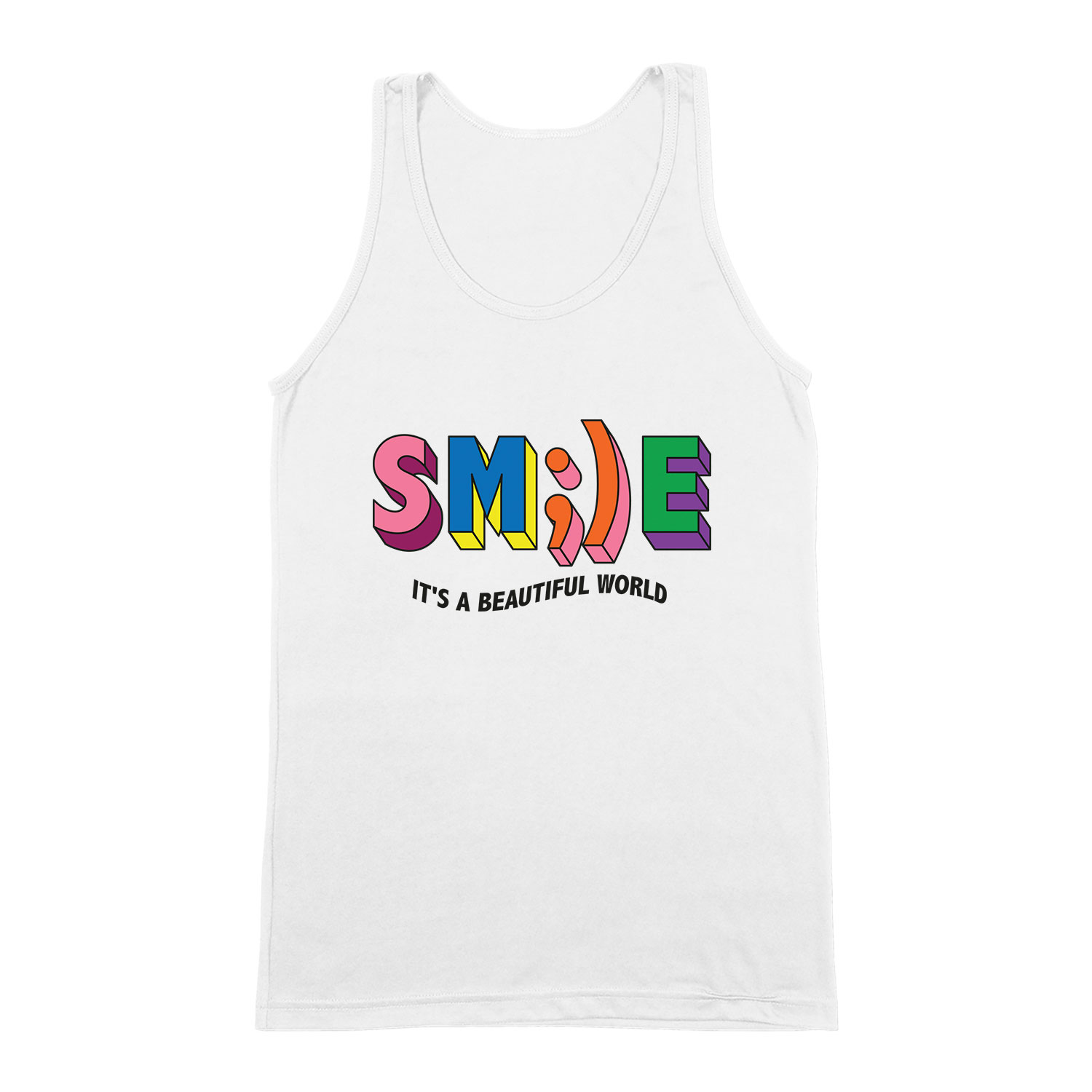 Smile mosolyogj its a beautiful world Fehér Férfi Trikó