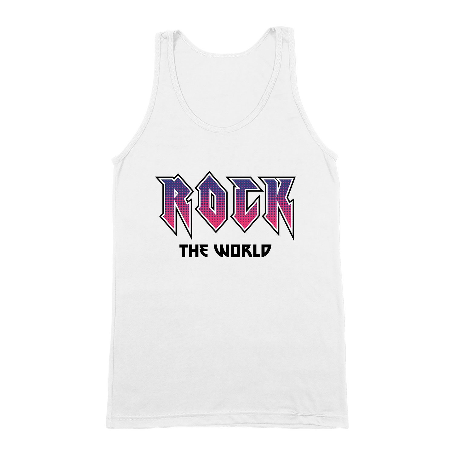 rock the world Fehér Férfi Trikó