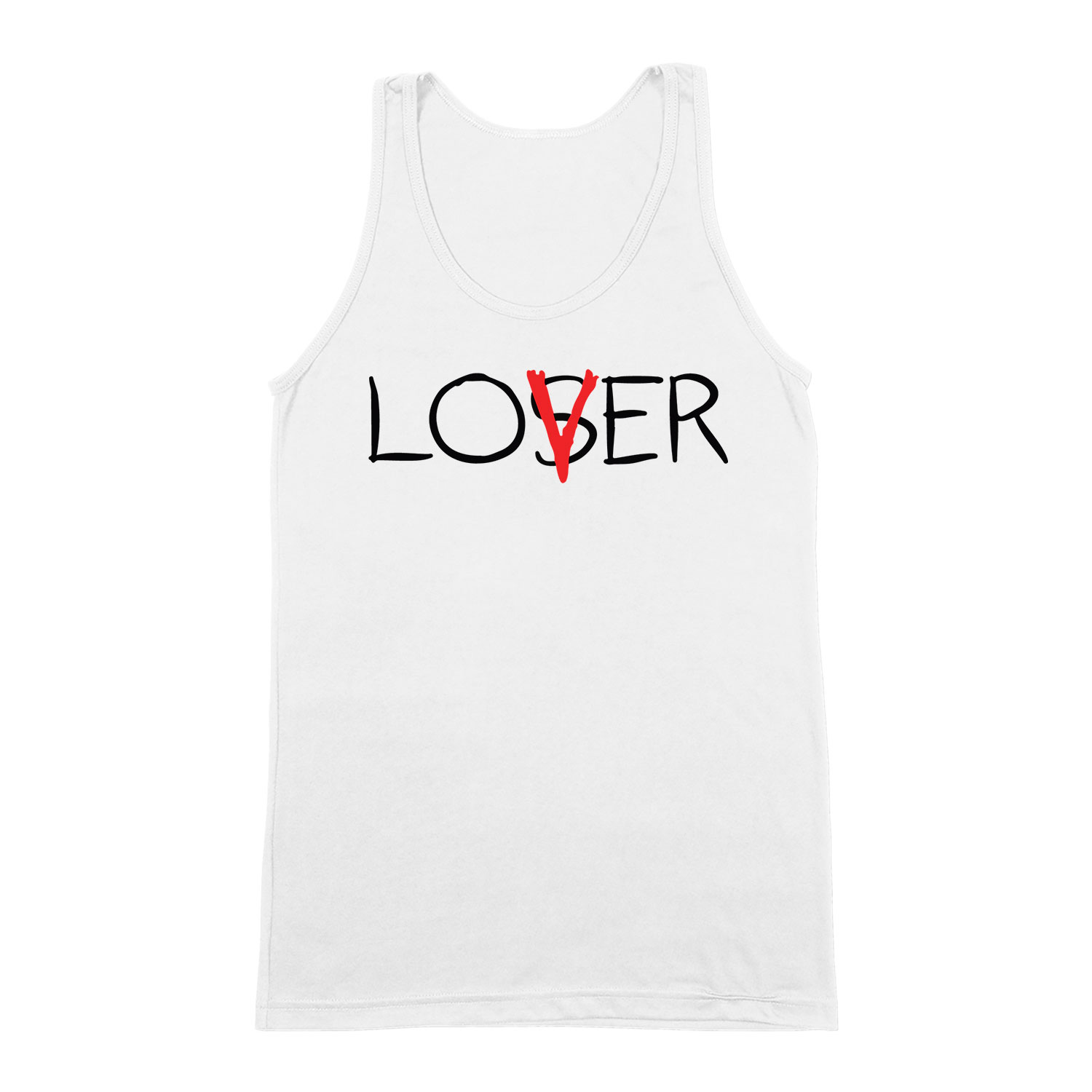 lover loser az stephen king it pennywise Fehér Férfi Trikó