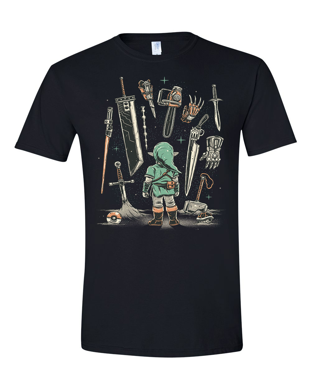 zelda link pokemon gamer lézerkard final fantasy mjolnir Fekete Férfi Póló