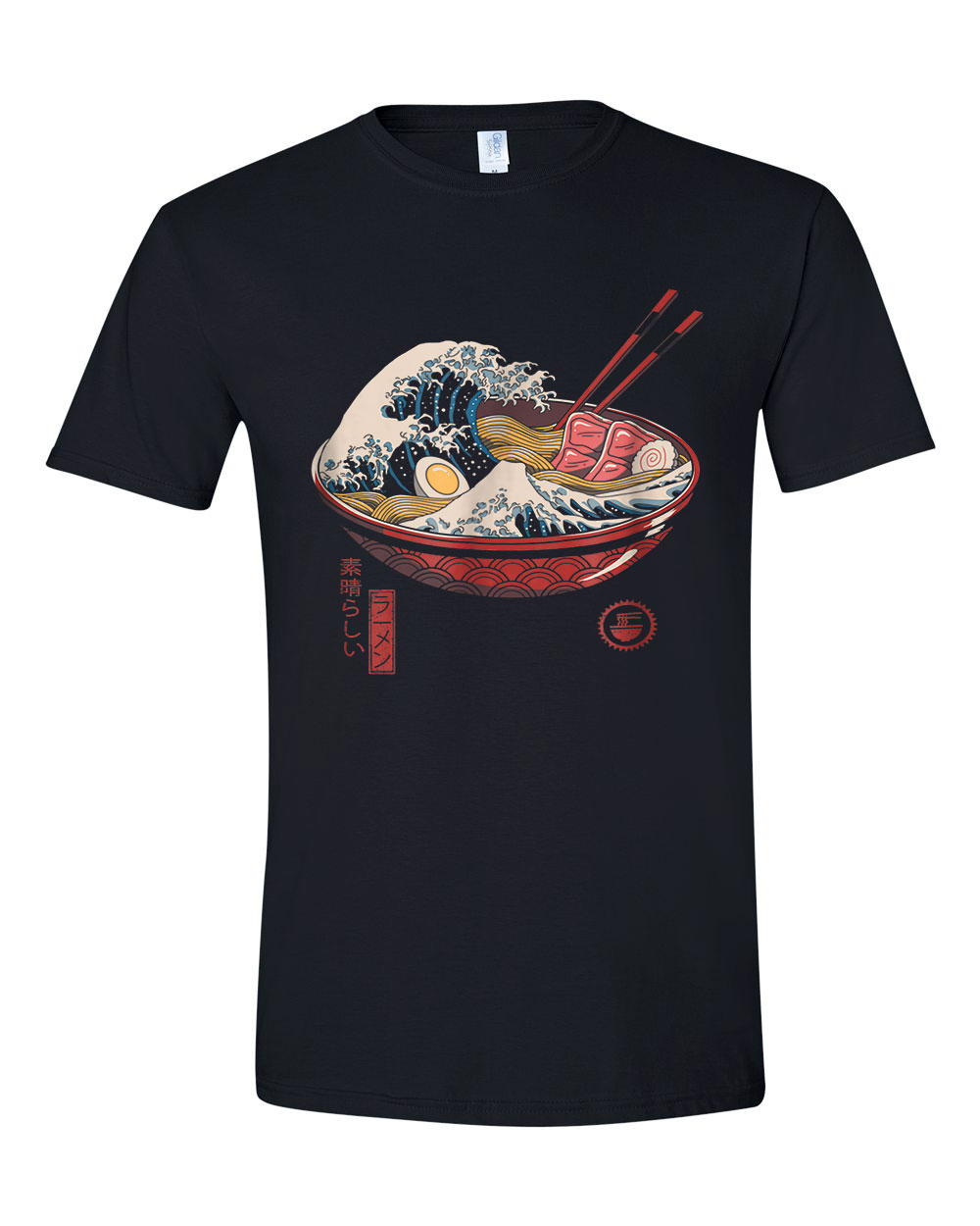 kanagava hullám ramen japán Fekete Férfi Póló